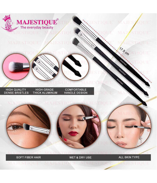 Majestique 3Pc Full Size Makeup Brush Set Shader, Concealer, Blush, And Eyeliner Brushes