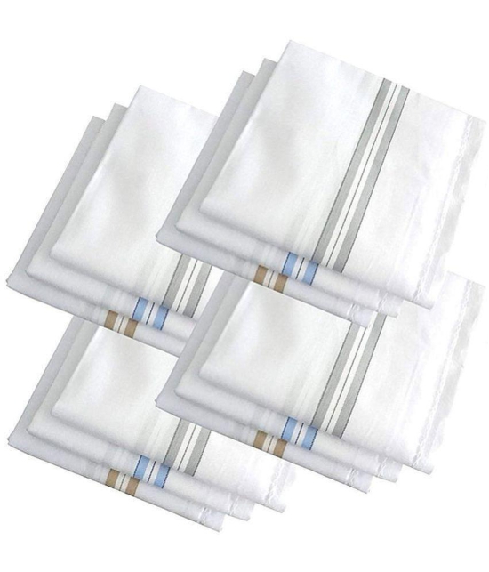 THRIFTKART White Cotton Mens Handkerchief ( Pack of 12 ) - White