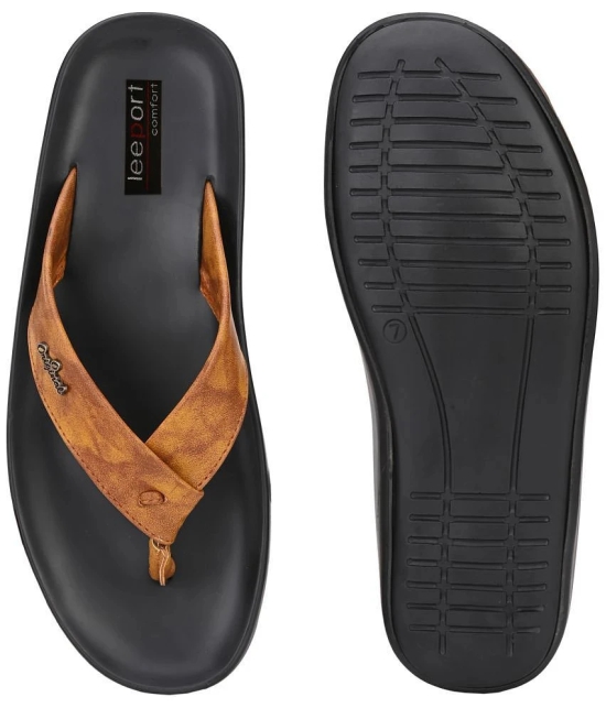 Leeport Beige Mens Slide Flip Flop - None