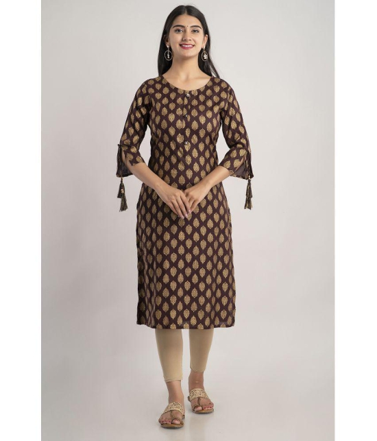 MAUKA - Brown Rayon Women's Straight Kurti ( Pack of 1 ) - None