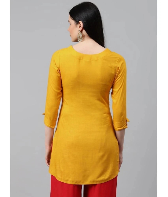 JC4U - Mustard Rayon Womens Straight Kurti ( Pack of 1 ) - None