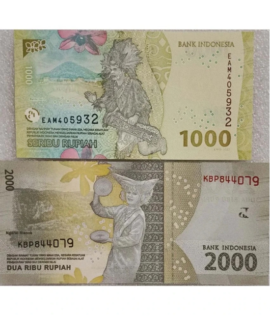 Indonesia 1000 & 2000 Rupiah Set of 2 Gem UNC