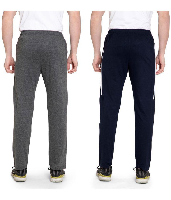 Zeffit Solid Men Navy, Grey Track Pants (Pack Of 2 ) - M