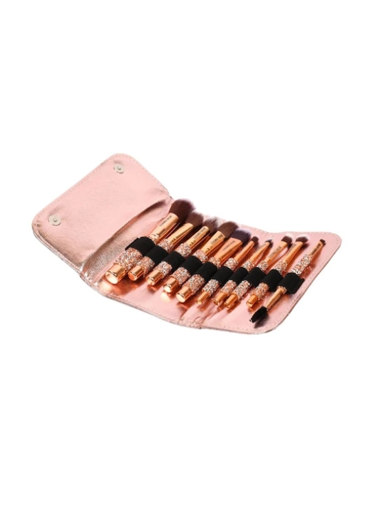 Pretty Glam 10 Pieces Premium Quality Make Up Brush Set - Copper-Toned