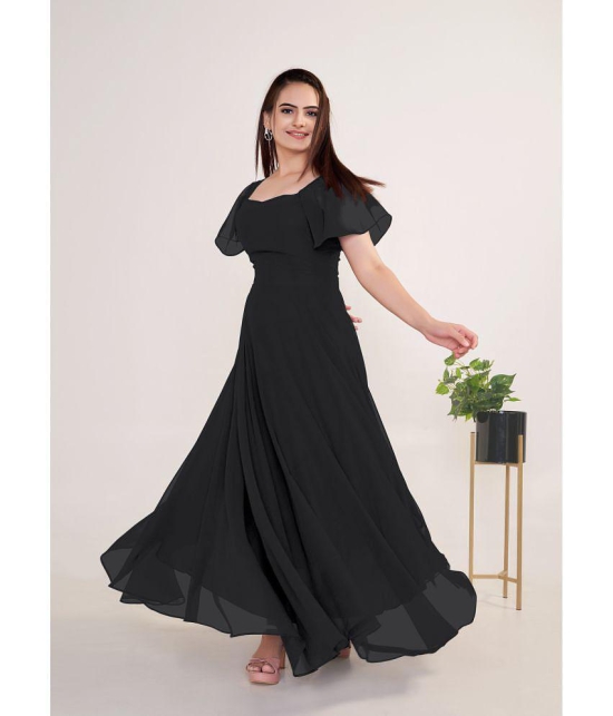 JASH CREATION - Black Georgette Womens Gown ( Pack of 1 ) - None