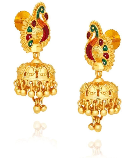 LUV FASHION Golden Jhumki Earrings ( Pack of 1 ) - Golden