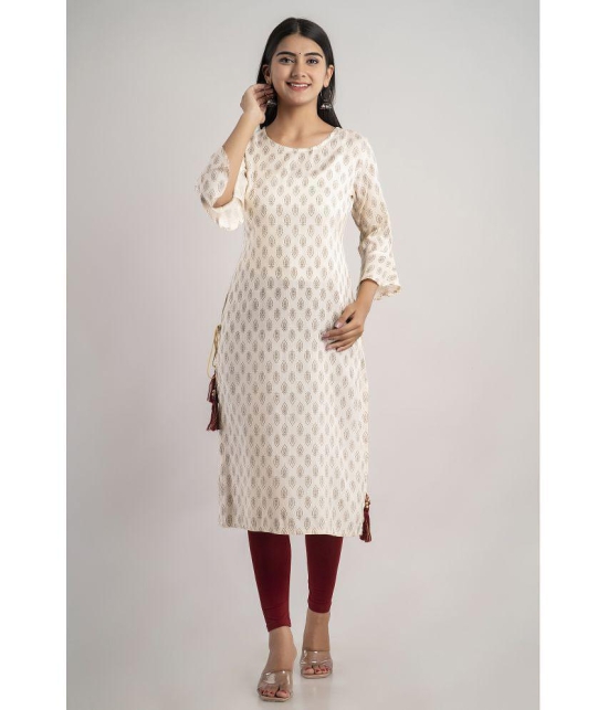 MAUKA - Cream Rayon Womens Straight Kurti ( Pack of 1 ) - None