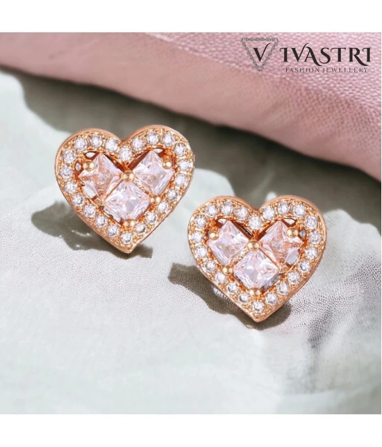 VIVASTRI Rose Gold Stud Earrings ( Pack of 1 ) - Rose Gold