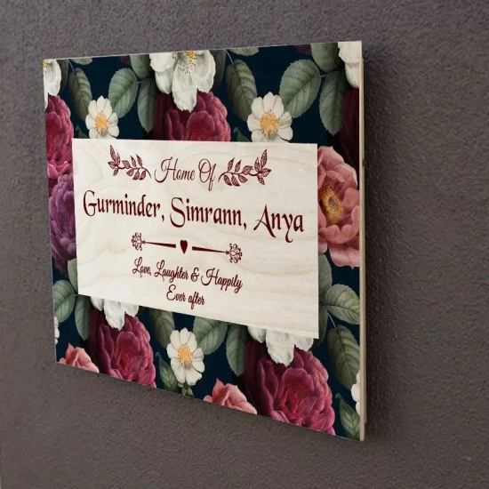 Indian Flower Theme Name Plate-14x11 Inch