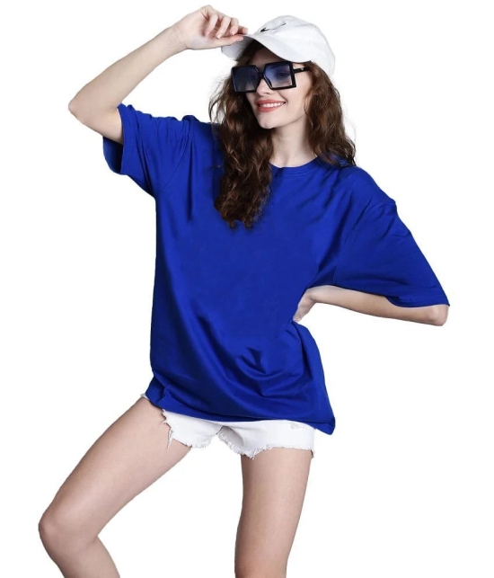 Leotude Blue Cotton Blend Oversized Womens T-Shirt ( Pack of 1 ) - None