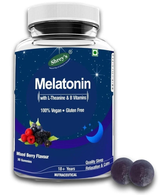 Shreys Melatonin Gummies with L-Theanine & B Vitamins 30 no.s MIXED BERRY Minerals Softgel