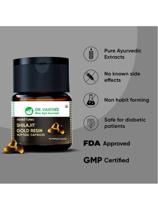 Dr Vaidya’s Shilajit Gold Resin Softgel Capsule 100% Pure Himalayan Shilajit