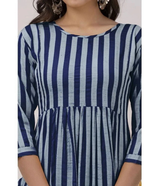 Kapadia Rayon Striped Nayra Womens Kurti - Navy ( Pack of 1 ) - None