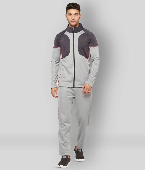 Glito - Light Grey Polyester Regular Fit Colorblock Mens Sports Tracksuit ( Pack of 1 ) - L