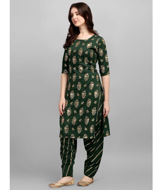 gufrina Rayon Printed Kurti With Salwar Womens Stitched Salwar Suit - Green ( Pack of 1 ) - None