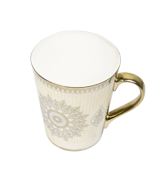 Femora Golden Satire Coffee Mug, Ceramic Tea Cup (Set uof 1) -330 ML (Not Microwave Safe)