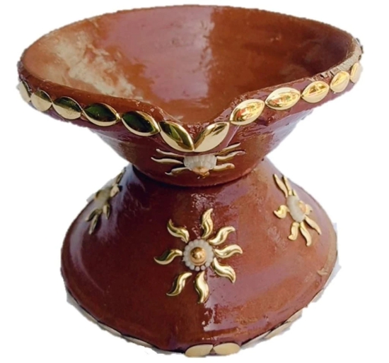 Mii Art mitti ke diye with Wax Handmade earthen Clay Terracotta Decorative,Diwali diye,tealight Oil lamp for  2 pes