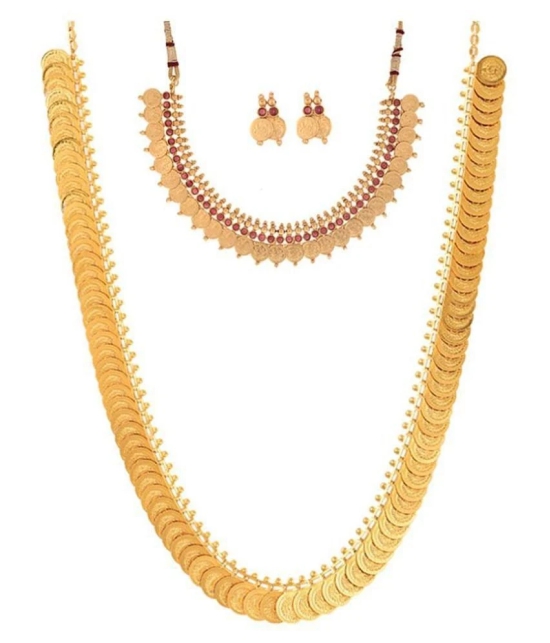 Zeneme Alloy Golden Contemporary Contemporary/Fashion Gold Plated Necklace set Combo - Golden