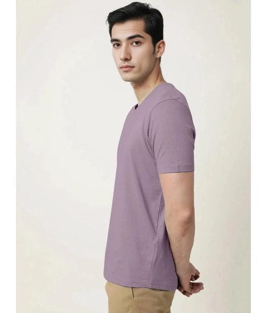 Radprix Cotton Regular Fit Solid Half Sleeves Mens T-Shirt - Purple ( Pack of 1 ) - None