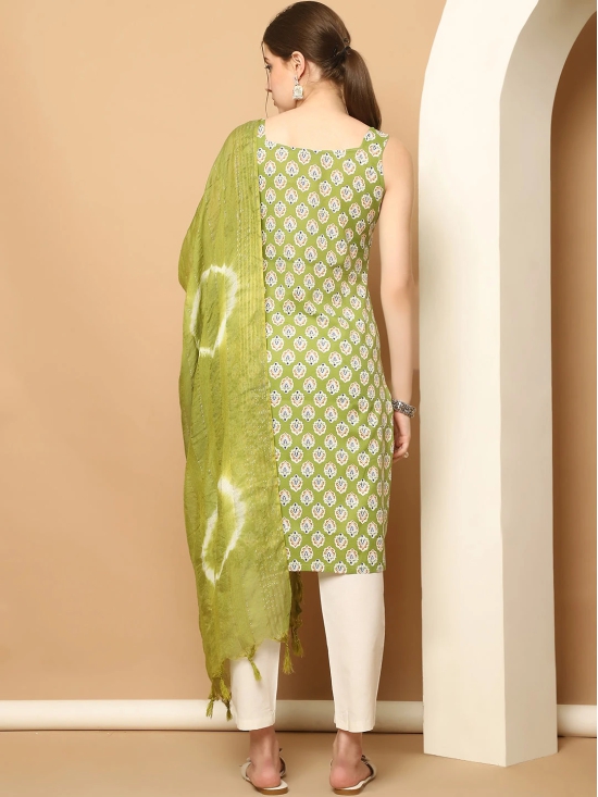 Green printedKurta with pallazos dupatta set-XL / Green