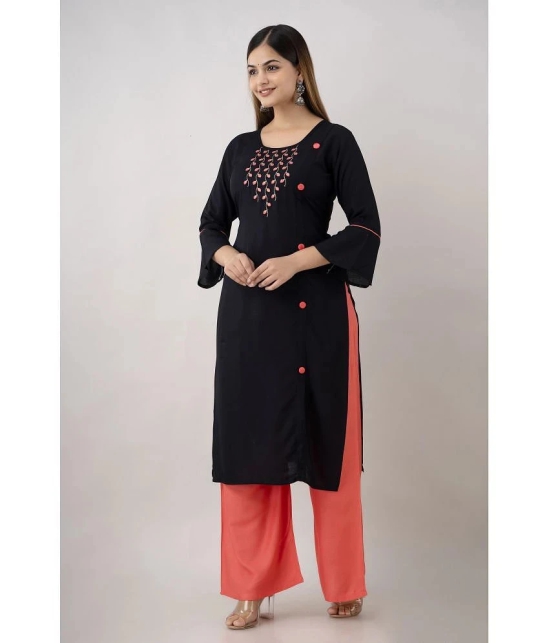 Kapadia - Black Rayon Womens Straight Kurti ( Pack of 1 ) - None