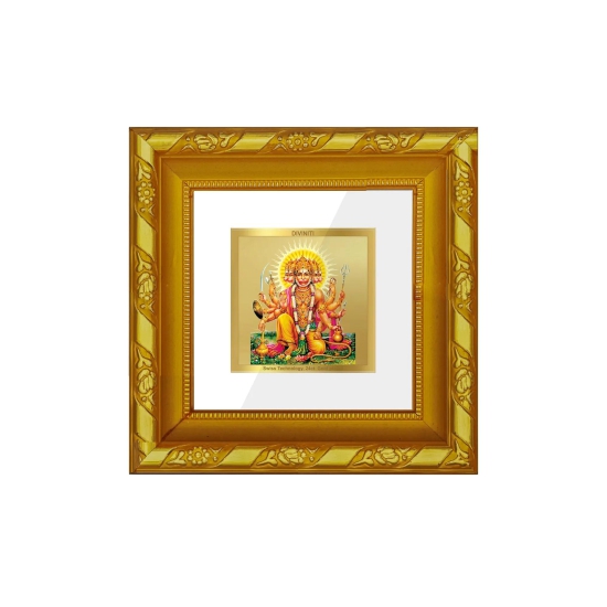 DIVINITI 24K Gold Plated Panchmukhi Hanuman Photo Frame For Home Decor, Tabletop, Puja (10.8 X 10.8 CM)