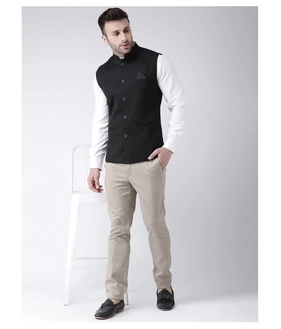 Hangup Black Cotton Blend Nehru Jacket - None