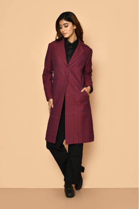 Mrinal handloom cotton trench coat jacket for women