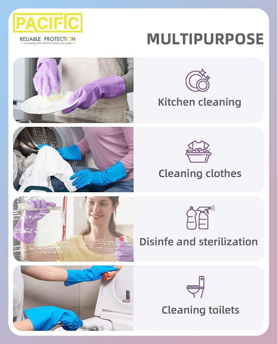 HOMETALES Multi-Purpose Silicon Gloves for Washing & Home Cleaning,Assorted (2 Pairs)