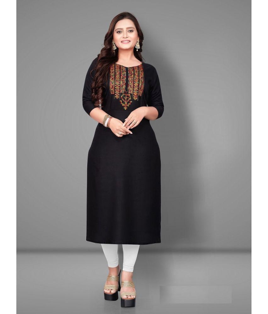 Rangrasiya - Black Rayon Women's Straight Kurti ( Pack of 1 ) - None