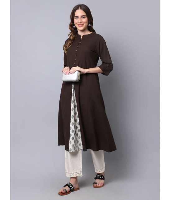 Pistaa - Brown Cotton Womens A-line Kurti ( Pack of 1 ) - None