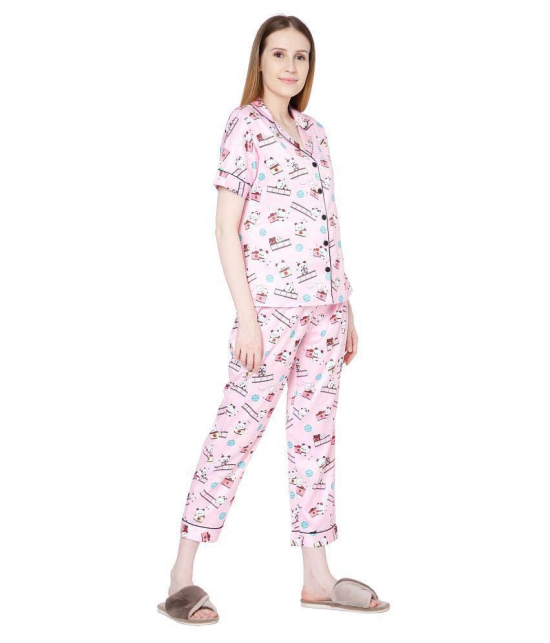 Smarty Pants Satin Nightsuit Sets - Pink Single - 2XL