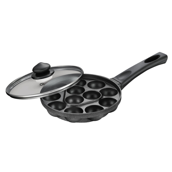 Prestige Omega Select Plus 12 Pits Paniyarakkal with Lid 20 cm (Aluminium, Non-stick)