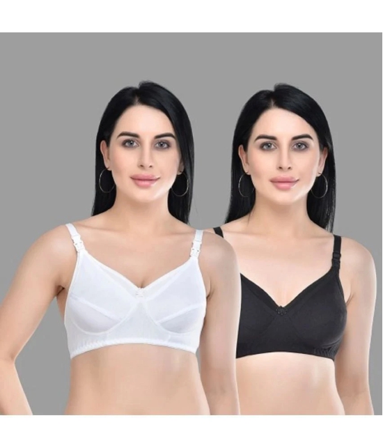 Zourt - Multicolor Cotton Solid Womens Maternity Bra ( Pack of 2 ) - 36B