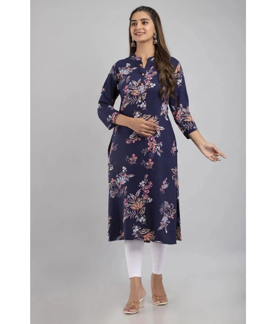 MAUKA - Blue Rayon Womens Straight Kurti ( Pack of 1 ) - None