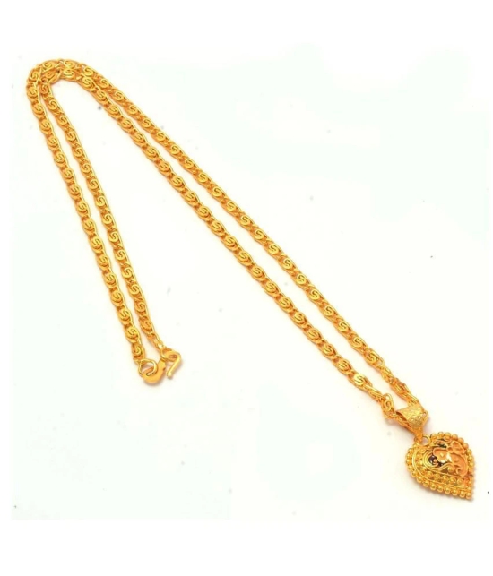 Jewar Mandi New Design Gold Plated Locket/Pendant with Link Chain Daily use for Men, Women & Girls, Boys - Golden