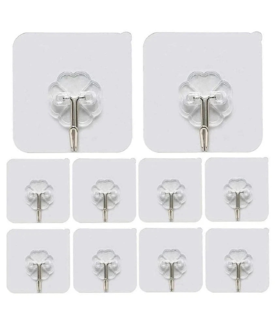 Set of 10 Nevy Self Adhesive Heavy Duty Multipurpose Hooks For Wall Ceiling Door and Bathroom