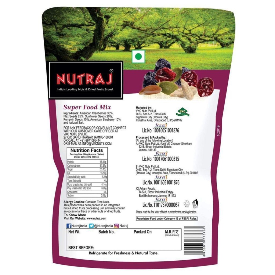 Nutraj Super Food Mix - American Cranberries, American Blueberry, Flax Seeds, Sunflower Seeds & Pumpkin Seeds