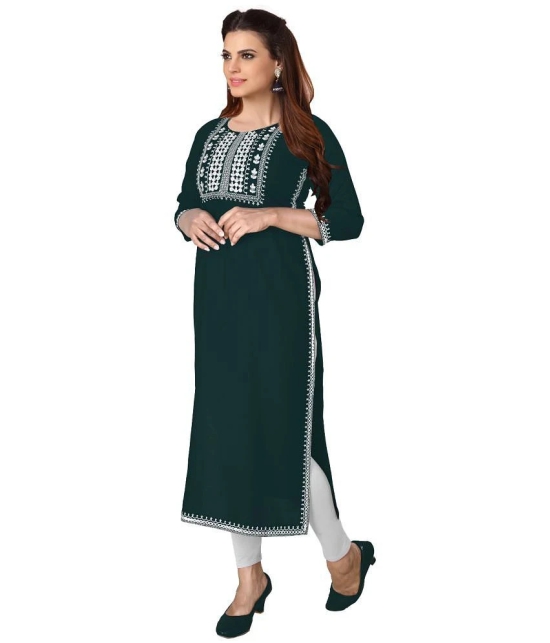 Kapadia - Green Rayon Womens Straight Kurti ( Pack of 1 ) - None