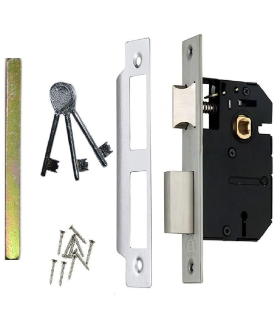 ONMAX Stainless Steel Mortise Handle, K.Y. 8 inch Mortise Door Lock in S.S. Finish .Mortise Pair with Double Turn Lock (3 Keys) Two Sided Key Lock Set(HML6+SS804S) (Set of 1)