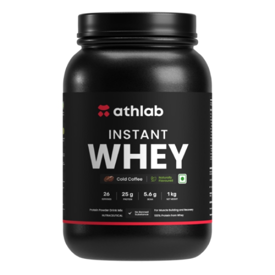 Athlab (by Nutrabay) Instant Whey Protein| Naturally Flavoured & Sweetened with Monk Fruit | No Preservatives, 25g Protein - Cold Coffee, 1 kg