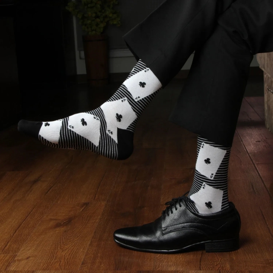 Elite Black & White Designer Socks for Men - Pack of 3