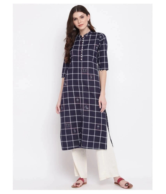 Vbuyz Navy Cotton Straight Kurti - 3XL