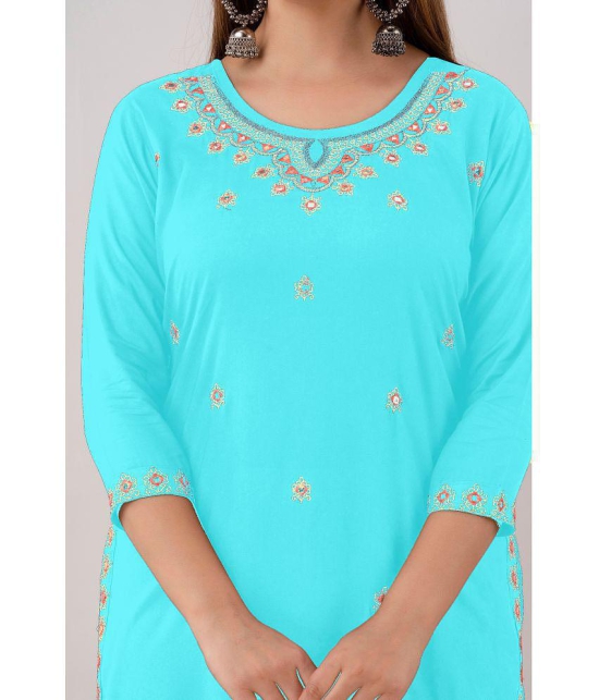 Kapadia - Turquoise Rayon Women's Straight Kurti ( Pack of 1 ) - Turquoise