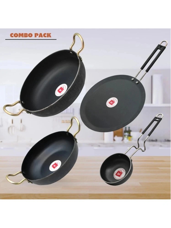 LAZYWINDOW Black Iron No Coating Cookware Sets ( Set of 4 )