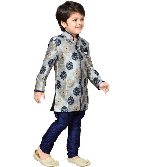 AJ Dezines - Grey Cotton Blend Boys Sherwani ( Pack of 1 ) - None