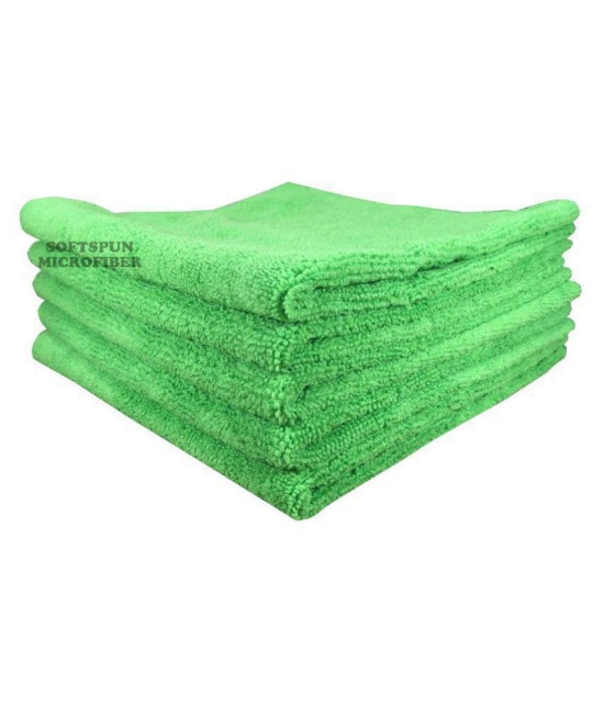 SOFTSPUN Microfiber Cloth - 2 pcs - 30x30 cms - 340 GSM Green - Thick Lint & Streak-Free Multipurpose Cloths - Automotive Microfibre Towels for Car Bike Cleaning Polishing Washing & Detailin