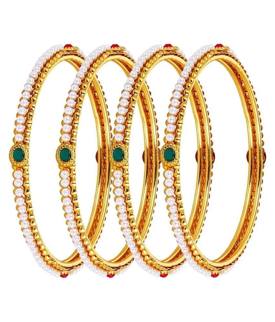 YouBella Pearl and Gold Bangle Set for Women (Pack of 6) - None