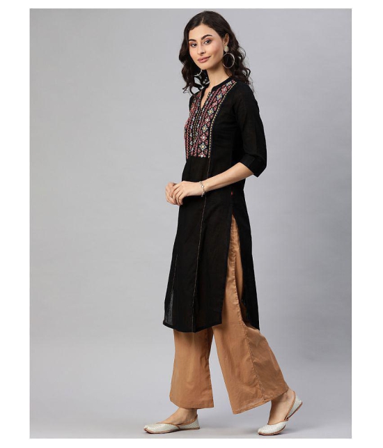 Alena Black Cotton Straight Kurti - S