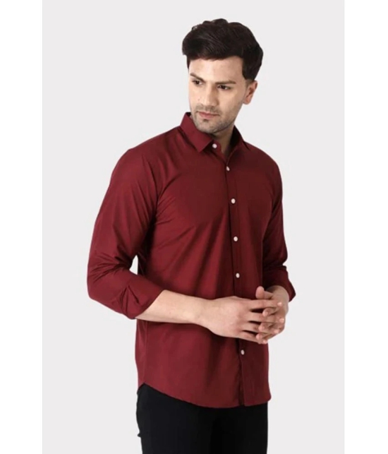 Springberry - 100% Cotton Slim Fit Maroon Mens Casual Shirt ( Pack of 1 ) - None